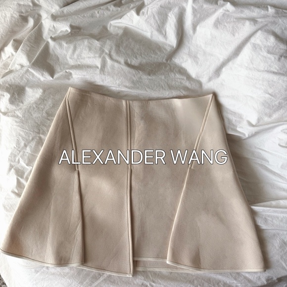 ALEXANDER WANG PLEATED CREAM TEXTURED MINI SKIRT - Picture 1 of 8